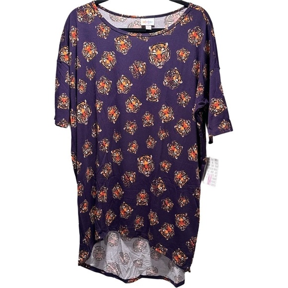 NEW LulaRoe Irma Mid-Sleeve Stretchy High-Low Tunic Top Loose Fit Modest Tigers - Picture 5 of 17